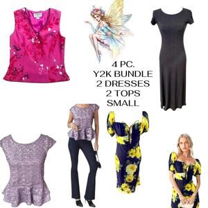 4 PC.‎ 90'S Y2K BUNDLE DRESSES, TOPS SIZE SMALL.